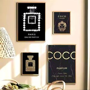 SET Fashion Luxury Coco Perfume Bottle Print Wall Picture Modern Girl Room Decor